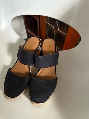 Franco Sarto Navy Espadrille Wedge Mule